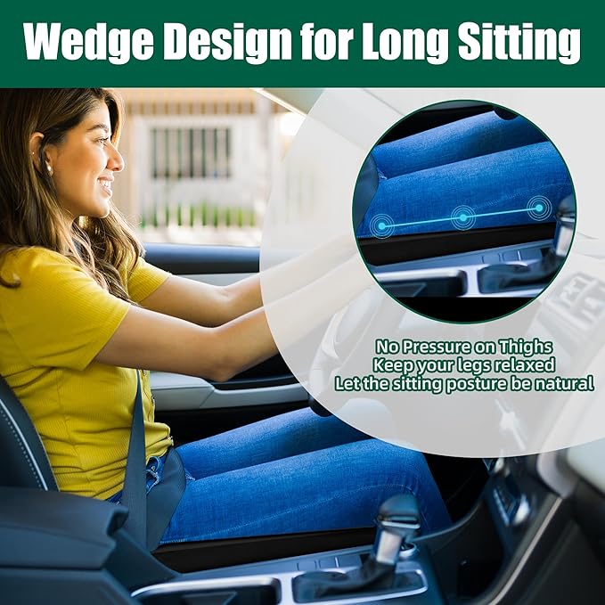 HOMBYS Wedge Recliner Seat Cushion for Long Sitting Chair, Cushion for Elderly Esay to Get Up,5" Thick 20"x20" Large Pressure Relief Seat Cushion for Recliner, Office, Car, Velvet & Foam, Black