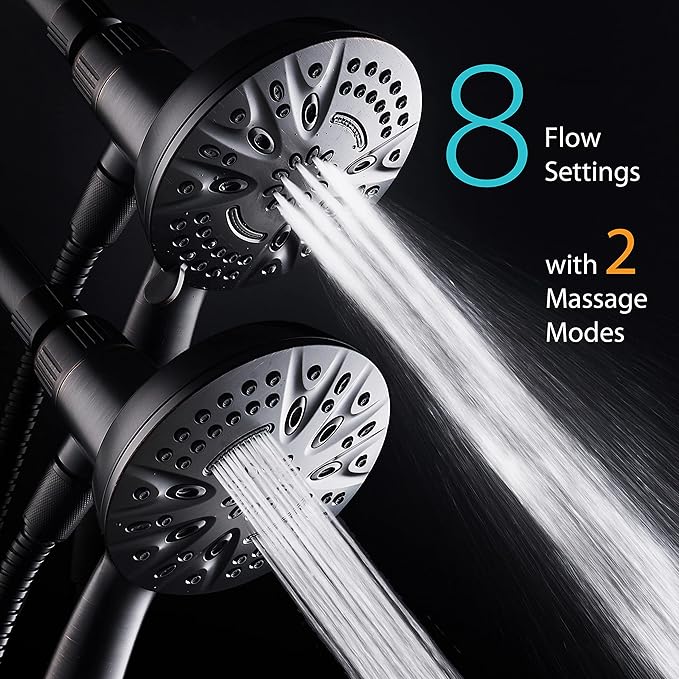 AquaDance New Magnetic Guidance Docking System - High-Pressure 8-setting Handheld Shower Head with Giant 5 inch Face, Magnetic Bracket, Extra-long 72 inch Stainless Steel Hose/ORB Finish