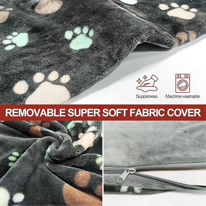 GOLOPET Cat Heating Pad 18x18 in with Smart Thermostat Switch and Power Line Protection Tube,Obtained MET and UL Dual Certification,Waterproof Pet Heating Pad for Cats, with Black Cloth Cover