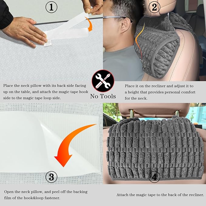 Memory Foam Headrest Pillow for Neck Pain Relief & Cervical Support - Ergonomic Neck Cushion for Office Chair, Car, Recliner, Sofa - Breathable & Pressure Relief (Gray, 17" W x 2.7" D)