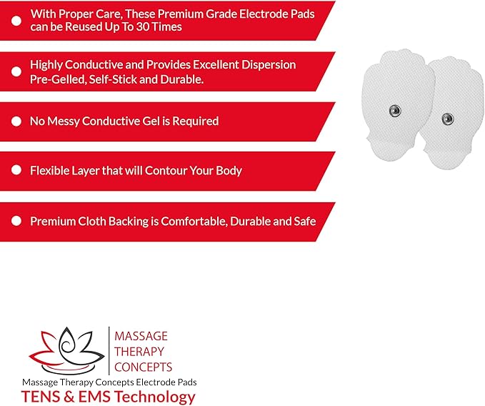 TENS Unit Pads - Premium Quality Snap Replacement Electrodes for TENS and EMS Electrotherapy - Self Adhesive Reusable Patches up to 30 Times (20 Large Pads) (1.9"X 2")