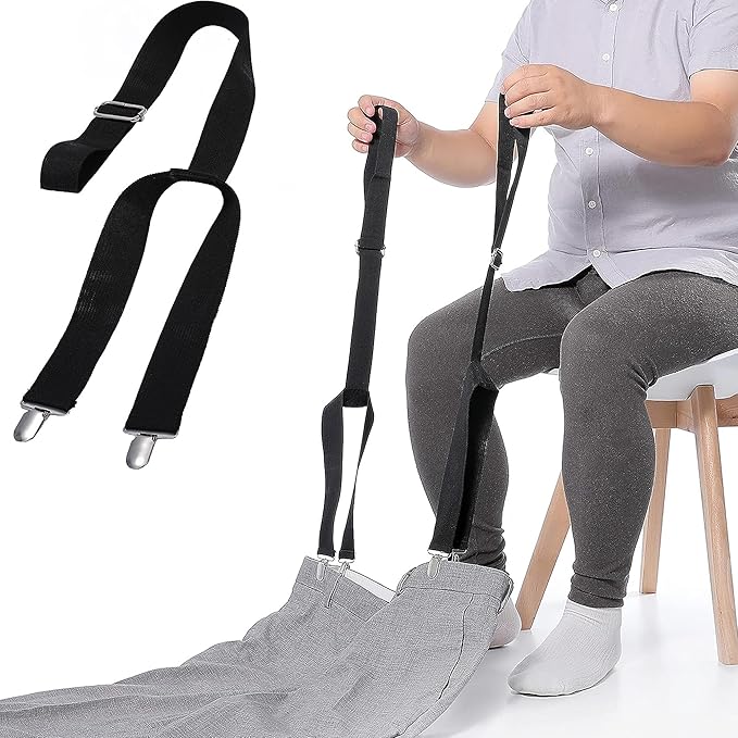 Fanwer 2nd Gen Metal Clip Dressing Aid for Pants, Pants Pull Up Assist,Dressing Stick for Elderly Alternative, Adjustable 26-41 Inches Belt Dressing Tool for Seniors, Pregnant Women and Disabled.