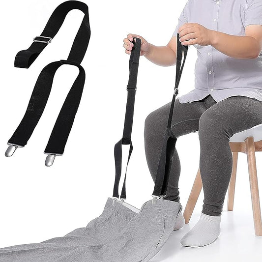 Fanwer 2nd Gen Metal Clip Dressing Aid for Pants, Pants Pull Up Assist,Dressing Stick for Elderly Alternative, Adjustable 26-41 Inches Belt Dressing Tool for Seniors, Pregnant Women and Disabled.