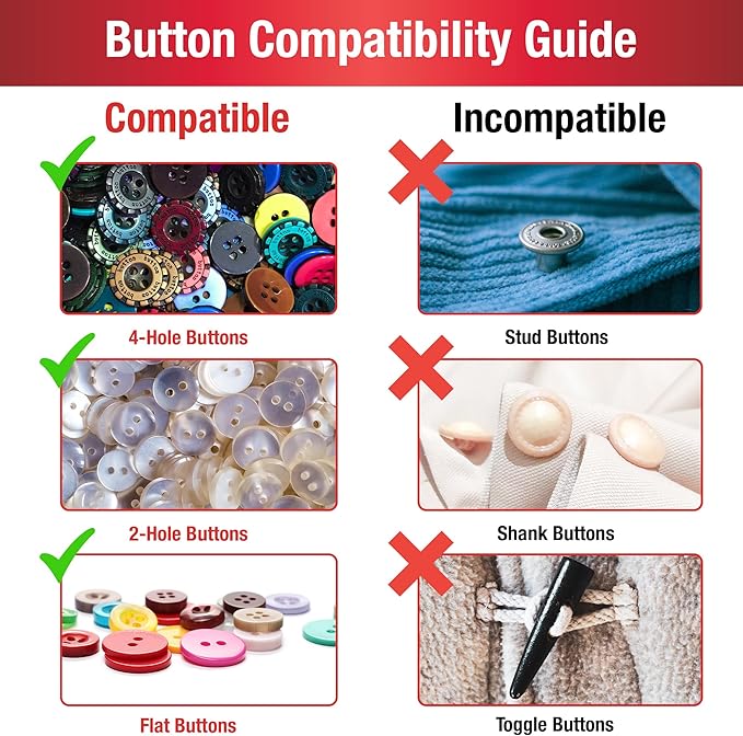 Singer Replacement Buttons & Fastener Notion, 1 Count (Pack of 2), White
