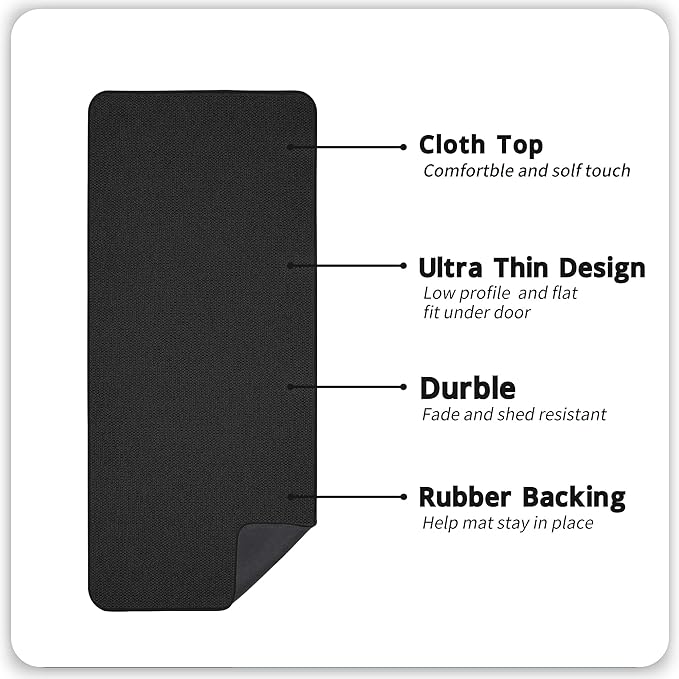 Bosap Bath Mat,Ultra Thin Bathroom Runner Rugs,Large Bath Mats for Bathroom,Quick Dry,Non-Slip,Machine Washable,Low Pile,Bath Rug,Shower Outside,Sink,Home Decor Accessories.Black,2'x6'(24x72inch)