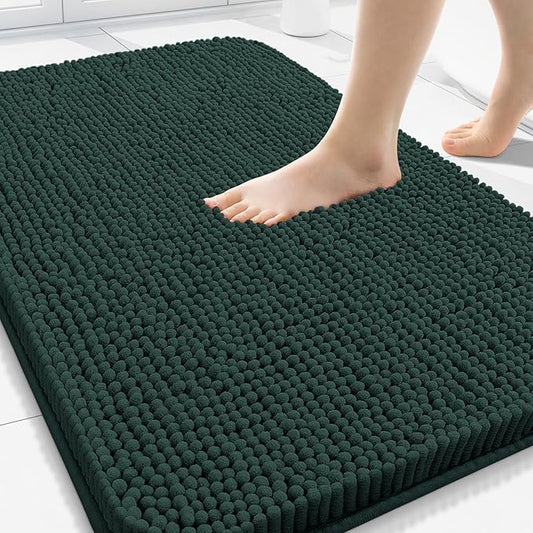 Arotive Bathroom Rugs 34x21, Extra Soft Absorbent Shaggy Chenille Bath Rugs, Machine Washable Rubber Backing Non-Slip Bath Mats for Bathroom Floor Tub and Shower, Home Decor Accessories,Blackish Green