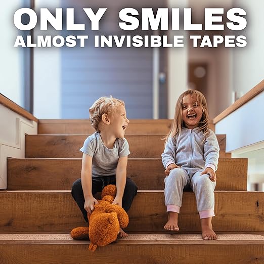 Clear Non Slip Stair Treads for Wooden Steps Indoor 32"x4" – 18-Pack Peel Stick Stair Treads – Self Adhesive Transparent Step Covers – Stair Grip Tape for Dogs, Kids – by STEPCORE