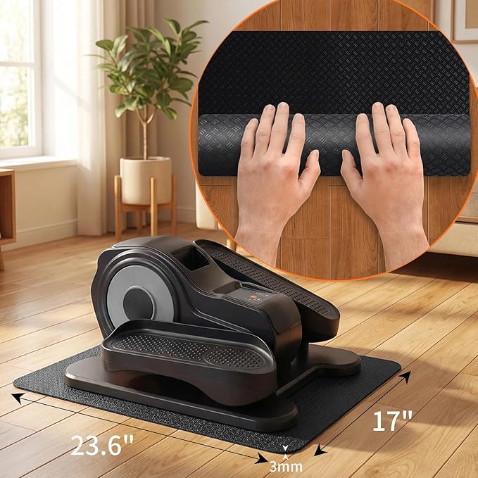 Stepwaver Double Non-Slip Workout Mat for Ellipse Leg Exerciser, 23.6" × 17" 0.12" Thick Ellipse Machine Mat, Exercise Mat for Under Desk Ellipticals, Suitable for Electric Seated Foot Pedal Exerciser