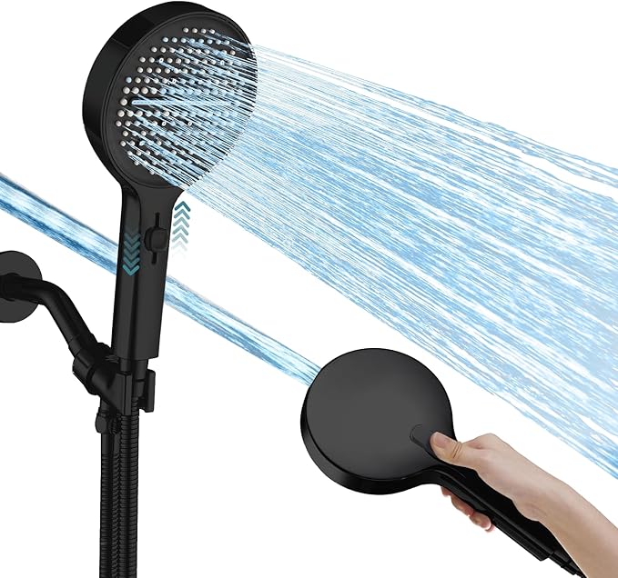 Shower Head with Handheld,Sliding Control High-pressure Water Outlet and 79 Inch Hose,5 Connection Modes and 1 Modes Wash To Clean Tub, Tile & Pets,5.1-Inch Panel and Connecting Bracket Matte Black