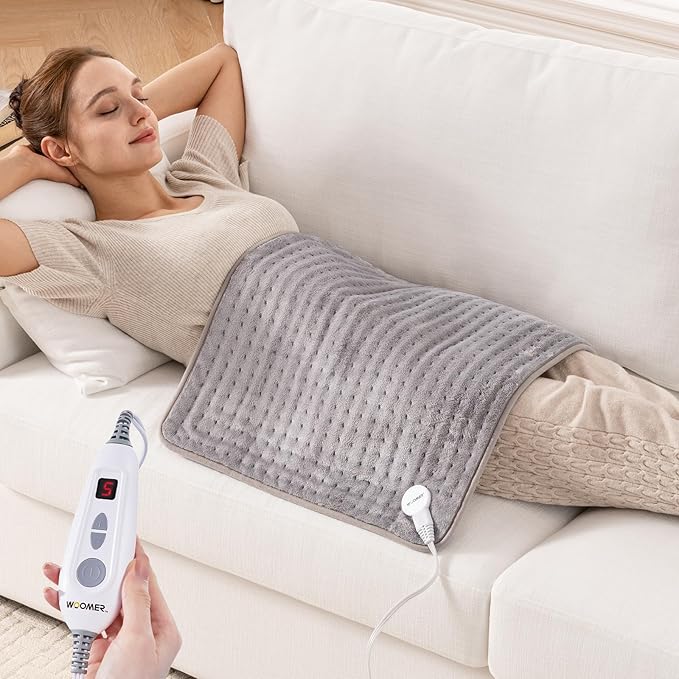 WOOMER Extra Large Heating Pad, 20"x24" XLL Heating Pad, Heat Pad with Multi-Color Option, Moist Heat Therapy Feature, Auto Shut-Off, Power Cords Storage Belt