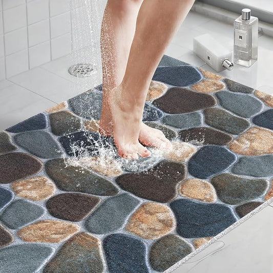 Extra Large Shower Mat: 24 X 36 Inch Stylish Shower Mats for Inside Shower - Soft PVC Loofah Trimmable Non Slip Shower Mat for Elderly, Quick Drying