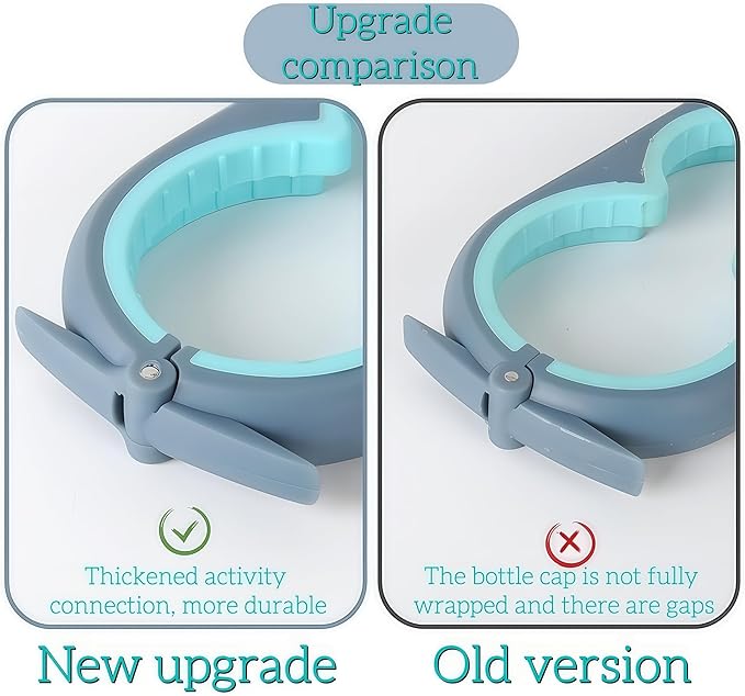5-in-1 Jar Opener for Seniors, Weak Hands & Arthritis – Non-Slip Silicone Gripper Pad, Easy-Grip Bottle & Can Lid Opener Set, Grey and Blue