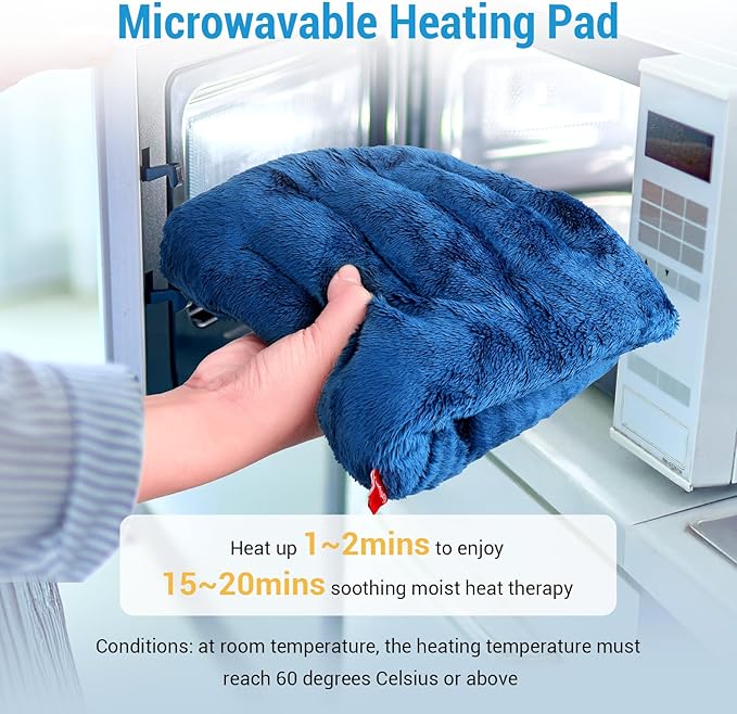 Comfytemp Microwave Heating Pad for Pain Relief, 8"x16" 2.18LB Hot Pack Moist Heat Relief for Neck Shoulder, Cramps, Muscle Ache, Warm Compress Relaxation Items for Women Men Seniors