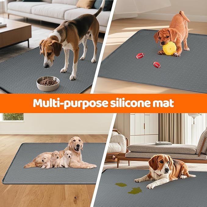 Pee Pads for Dogs, 57" x 40" Extra Large Reusable Silicone Mat, Washable Puppy Training Pads for Potty Training, Non-Slip, Leak-Proof, Indoor Floor Protection (Dark Grey)