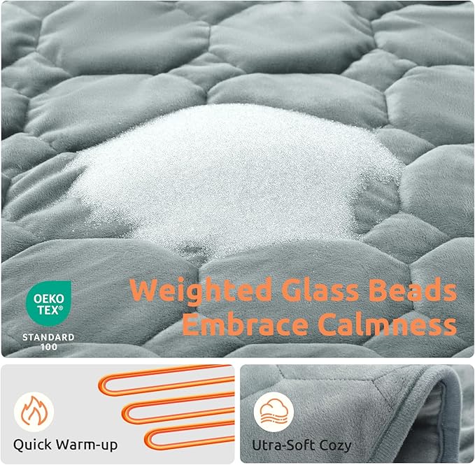 Drewin Weighted Heating Pad for Relax and Calm, Velvet-Soft 7 lbs Electric Lap Blanket for Neck Shoulders Back, Washable Warm Weighted Lap Blanket with 4 Heating Levels, 24" x 29", Grey