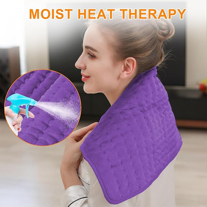 Deepsoon Heating Pad,Electric Heating Pads for Back,Neck,Moist Heating Pad for Abdomen Shoulder Knee Legs,Dry/Moist Heat&Auto Shut Off,Mother's Day Birthday for Men and Women,Dark Purple,24x12 Inch