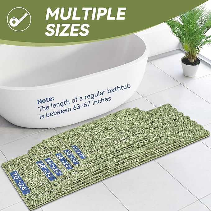 Bcoimo Large Bathroom Rug, Chenille Bath Mat with High Low Pile Design, Soft Absorbent Non Slip Bath Rug, Machine Washable Quick Dry Mat for Shower, Tub, Sink and Vanity