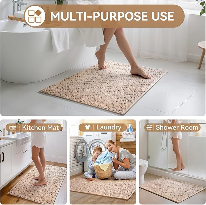 YDKGL Bathroom Rugs Non Slip, Super Absorbent Quick Dry Bath Mat, Rubber Backing Ultra Thin Bathroom Mats Fit Under Door Bathroom Floor Bathtub Shower