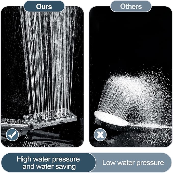 BRIGHT SHOWERS High Pressure Handheld Shower Head Set, High Flow Hand Held Showerhead with 60" Long Stainless Steel Hose and Adjustable Wall Bracket, 3 Spray Setting Shower Wand, Chrome