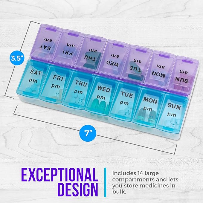 MEDca Weekly Pill Organizer, Twice-a-Day, Pack of 40