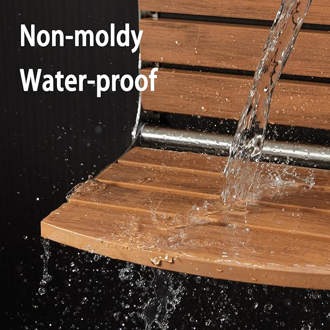 17.5" Folding Shower Seat Wall Mounted,Foldable Shower Bench,Fold Down Shower Seat,Folding Shower Seat Bench,Wall Mount Shower Seat Bench Chair (Teak)