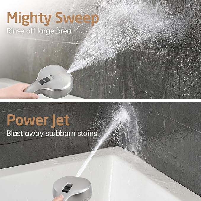 KES 30-Inch Shower Slide Bar with High Pressure 9 Functions Adjustable Handheld Shower Head & 59-Inch Hose, Built-in Power Wash to Clean Tub Tile & Pet, Wall Mount Brushed Finish 18/8 Stainless Steel