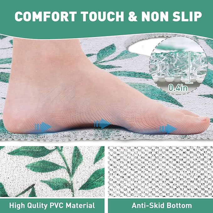 Square Shower Mat Non Slip: 27 x 27 Inch Extra Large Shower Mats with Drain Hole in Middle - PVC Loofah Anti Slip Shower Floor Matt for Inside Shower