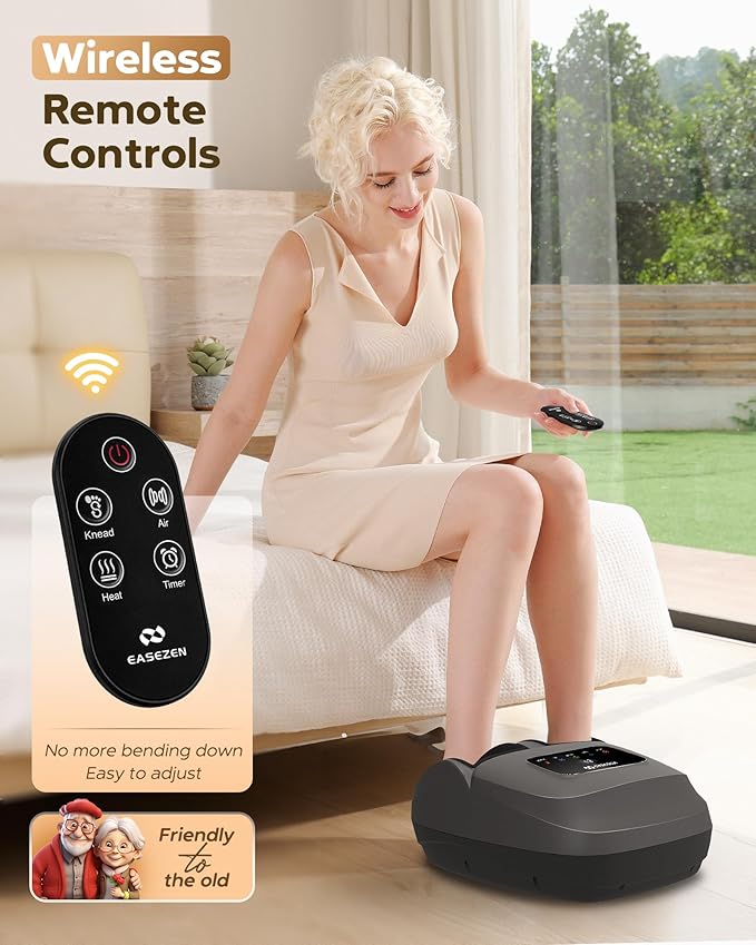 EaseZen Shiatsu Foot Massager with Heat & Remote, 2026 Upgraded Deep Kneading Foot Massager for Plantar Fasciitis, Neuropathy & Tired Feet, Fits Up to Size 14, Gifts for Mom