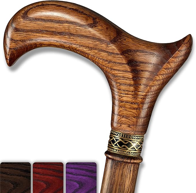 Asterom Handcrafted Walking Cane - Ergonomic, Wooden - Canes for Men - Walking Sticks for Seniors, Unique, Wood