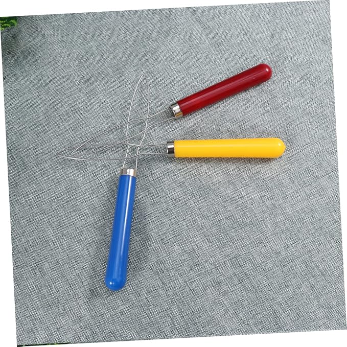 Stainless Steel Button Hook Helper Ziers Button Assist Device Ergonomic Grip Red Yellow Patterns for Elderly Disabled