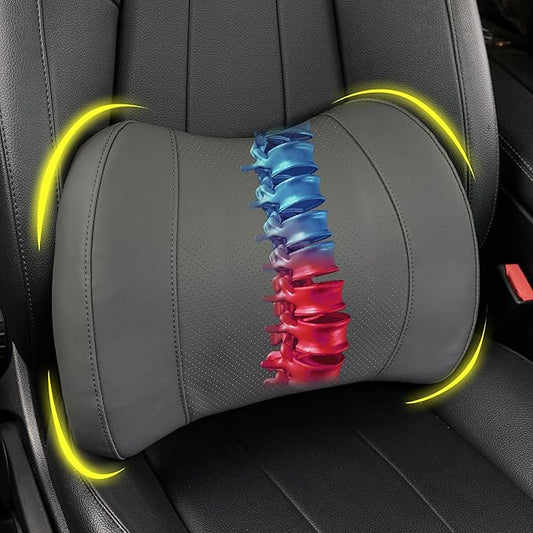 Lofty Aim Lumbar Support Pillow for Car, Memory Foam Lumbar Pillow for Lower Back Pain Relief - Back Cushion for Driving, Chair Support for Car-Office Chair, Wheelchair - Classic Dark Grey