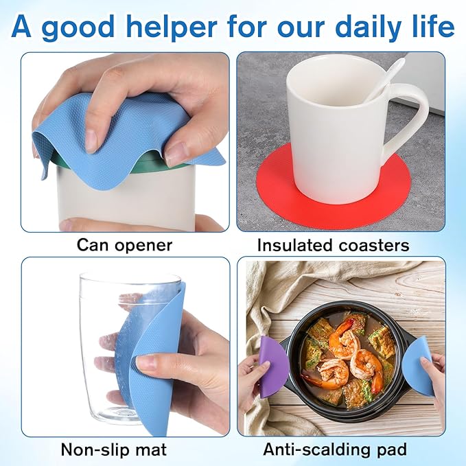 JJUNW 12Pcs Jar Opener Gripper, Jar Openers Gripper Pads, Rubber Jars Opener Kitchen Gadgets Cap Jars Openers, Grippers for Opening Ja rs for Seniors Kitchen Coasters Tool(Style A)