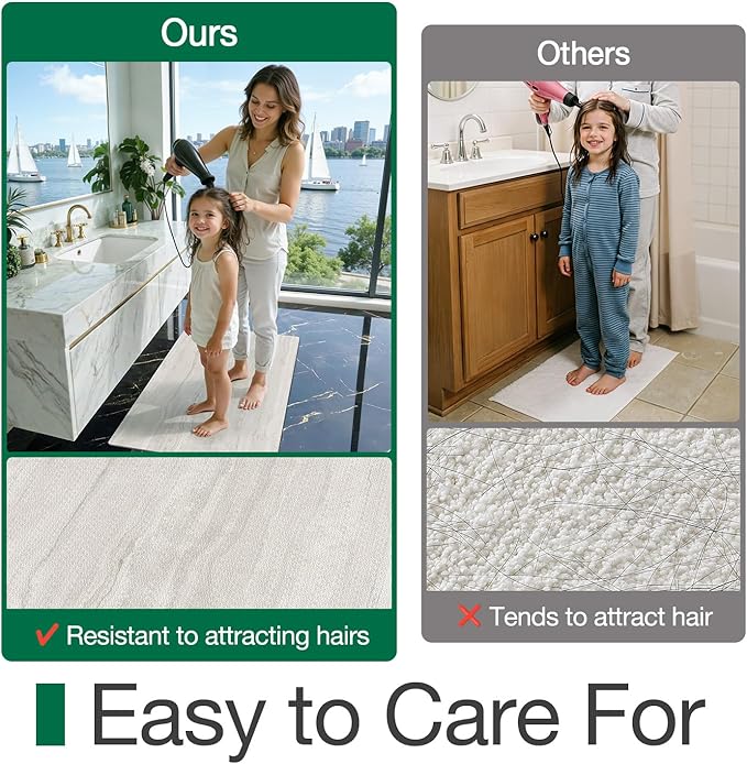 LUMI Ultra Thin Bath Mat, Super Absorbent Quick Dry Bathroom Rugs, Non-Slip Bathroom Mats, Marble Bathmats Fit Under Door, Bathtub, Sink, Shower Room, 24"x44", Light Grey