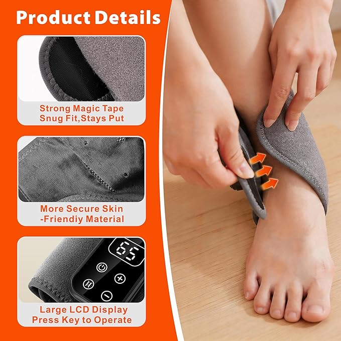 LOMONICA Foot Renew Massager for Neuropathy & Fatigue Relief – Cordless & Portable Foot and Ankle Massager with 5 Levels of Vibration & Heat for Heel, Arch, and Ankle Comfort – Ideal Gift (Gray 2pcs)