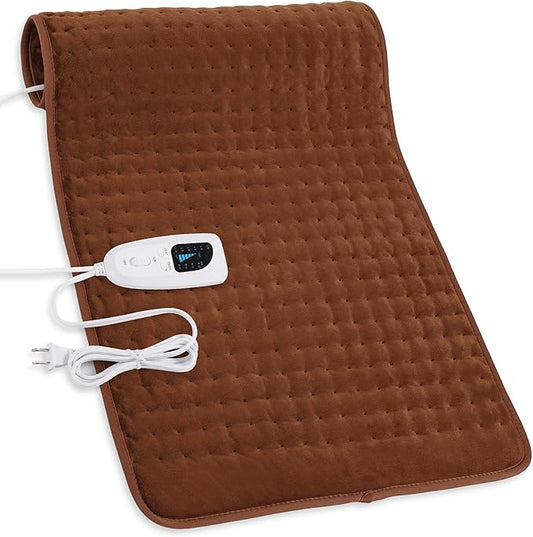 Deepsoon Heating Pad,Electric Heating Pads for Back,Neck,Moist Heating Pad for Abdomen Shoulder Knee Legs,Dry/Moist Heat&Auto Shut Off,Mother's Day Birthday for Men and Women,Brown,33x17 Inch