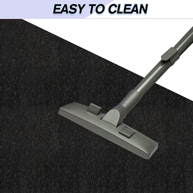 Custom Size Backed Non-Slip Area Rugs Runner, Easy Clean, Waterproof Runner Rugs for Hallway Entryway, Kitchen, Laundry, 4FT x 63FT, Black