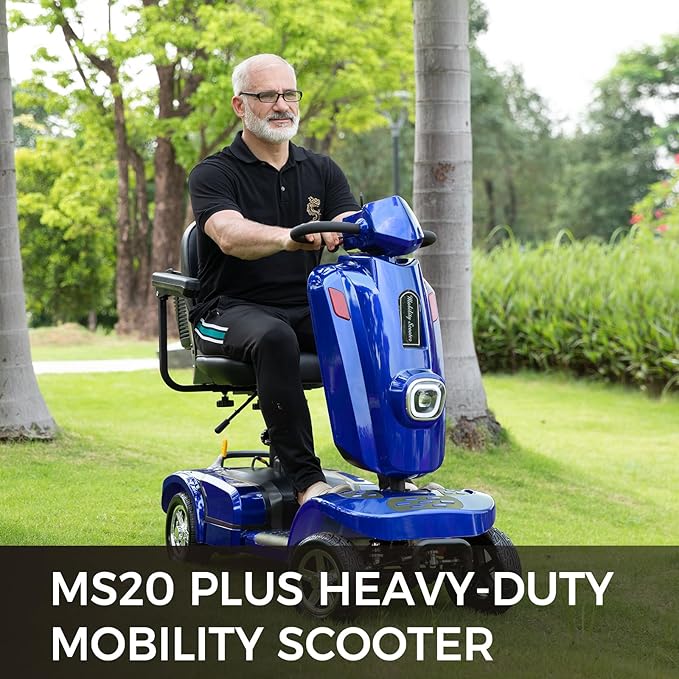 Heavy Duty Mobility Scooter for Seniors/Adults, 500W 400LBS Capacity Electric Scooter, All Terrain Mobility Scooters for Travel 10" Off Road Tires, Long Range 4 Wheel Scooter 9MPH, Blue 26Miles