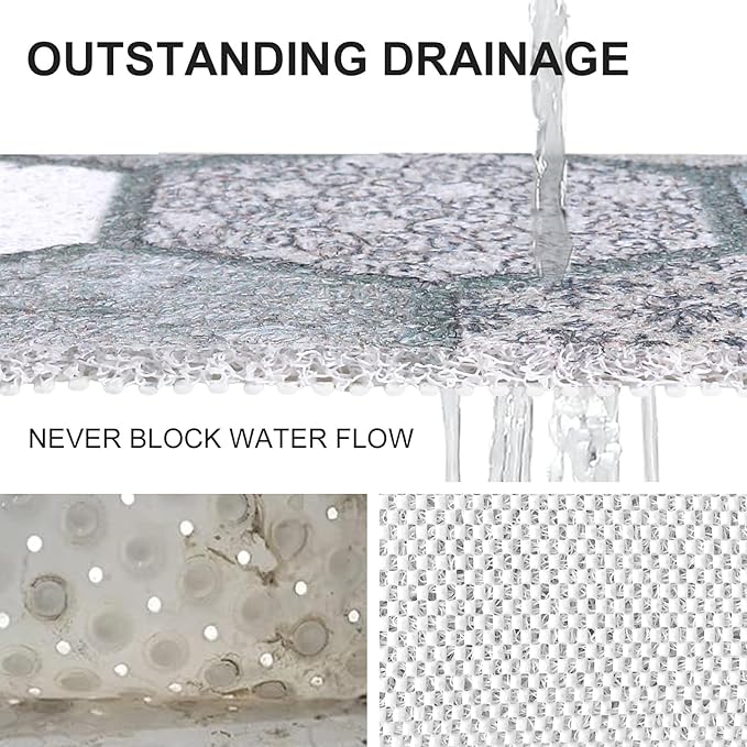 Non Slip Shower Mat: 24 X 24 Inch Stylish Square Shower Mats for Inside Shower - Soft PVC Loofah Trimmable Anti Slip Shower Mat for Elderly, Quick Drying