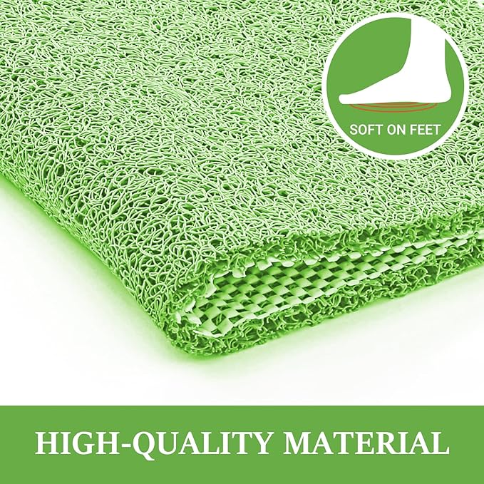 LuxStep Shower Mat Bathtub Mat,24x16 inch, Non-Slip Bath Mat with Drain, Quick Drying PVC Loofah Bathmat for Tub,Shower,Bathroom (Grass Green)
