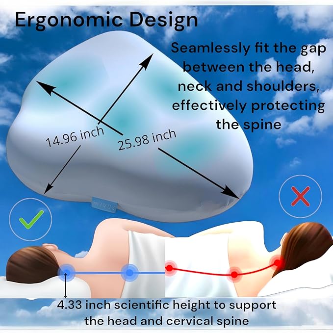 Cloud Shaped Contour Cervical Memory Foam Pillow with Additional Pillowcase - Soft Neck Support for Side Stomach Back Sleepers - Comfortable Slow Rebound Pillow Set with Ergonomic Design