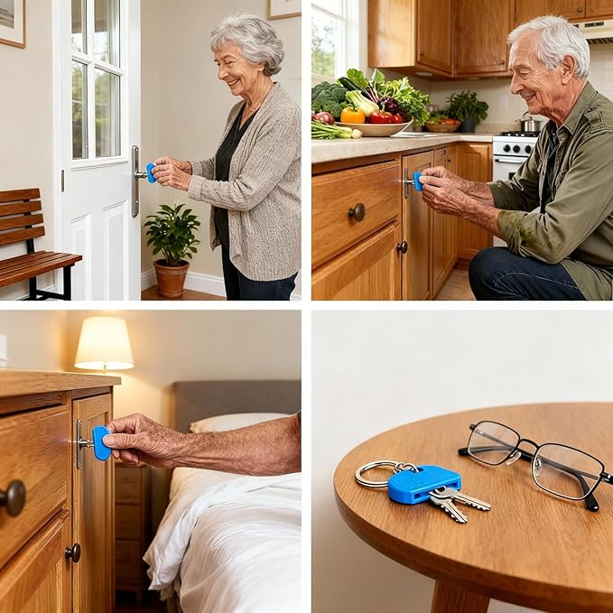 Key Turner Aid 2 Pack Black Blue, for Arthritis Parkinson’s Weak Hands, Adaptive Equipment Daily Living Aid