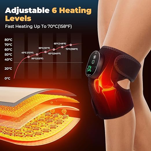 MOAJAZA Heated Knee Brace, Cordless Knee Heating Pad, Knee Warmer with Multiple Heating Modes, Brace Wrap for Men Women Seniors