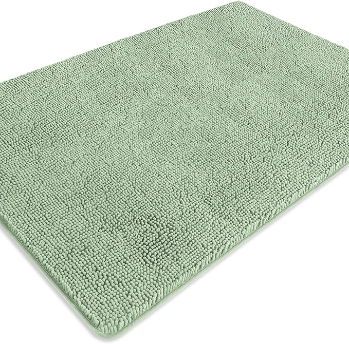 Bathroom Rugs 40 x 60 Inch – Extra Large Bath Mat | Absorbent and Washable Thick Chenille Bath Rugs Non-Slip Runner Rug for Bathroom, Shower, Tub(Sea Foam)