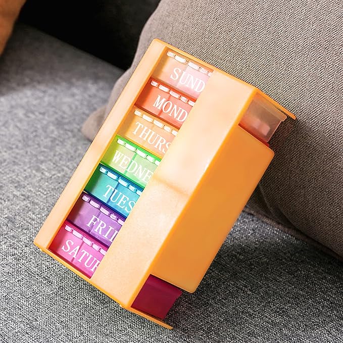 Pill Box 3 Times a Day Daily Pocket Pill Container Portable Travel Weekly Pill Organizer Stackable Pill Case for Vitamin, Fish Oils, Medication, Supplement