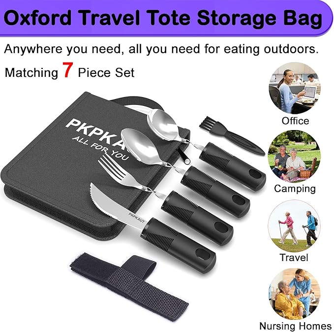 Adaptive Utensils for Parkinsons Patients Elderly, Weighted Utensils for Hand Tremors, Parkinsons Eating Utensils for Disabled People, Weighted Silverware for Hand Tremors Arthritic Hands