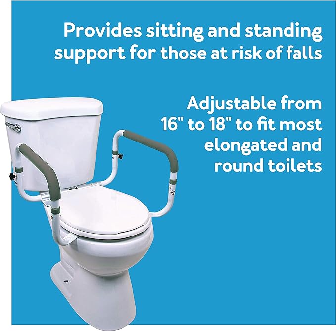 Carex Toilet Safety Frame - Toilet Safety Rails With Adjustable Width - Toilet Rails For Elderly, Handicap, Home Health Care Equipment After Surgery, Supports 300lbs