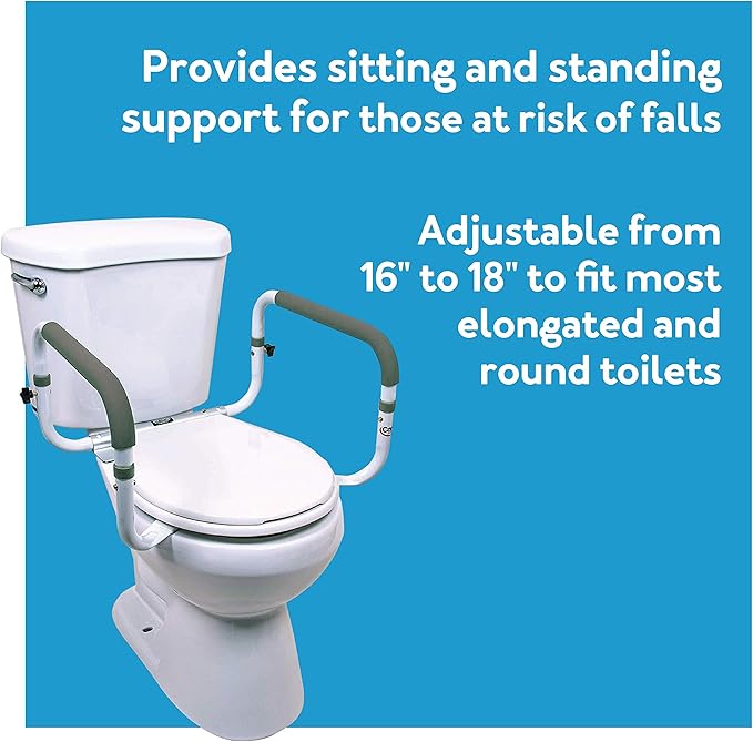 Carex Toilet Safety Frame - Toilet's Safety Rails with Adjustable Width - Toilet Rails for Elderly, Handicap, Home Health Care Equipment After Surgery, Supports 300lbs (Pack of 2)