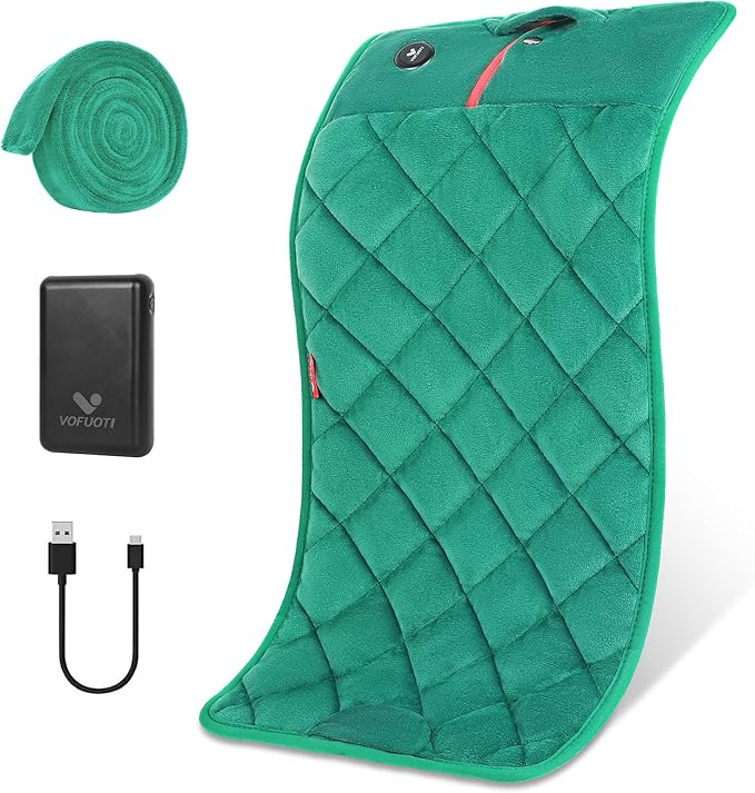 Vofuoti Portable Heating Pad, Cordless Weighted Heating Pads with 10000mAh Battery and 3 Heat Settings, Electric Heated Pad for for Back, Abdomen, Neck & Shoulder, 12" x 24"