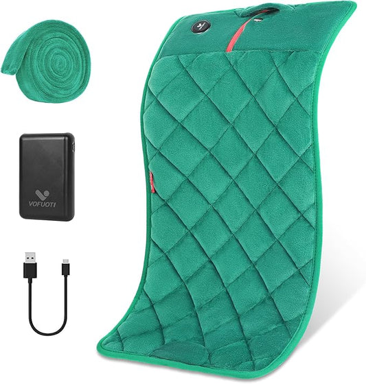 Vofuoti Portable Heating Pad, Cordless Weighted Heating Pads with 10000mAh Battery and 3 Heat Settings, Electric Heated Pad for for Back, Abdomen, Neck & Shoulder, 12" x 24"