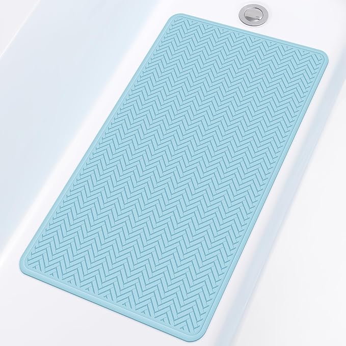 OTHWAY Bathtub Mat Non Slip, 27" x 17" Bath Mat for Tub, Machine Washable Shower Anti Slip Mat with 246 Strong Suction Cups (Lake Blue)